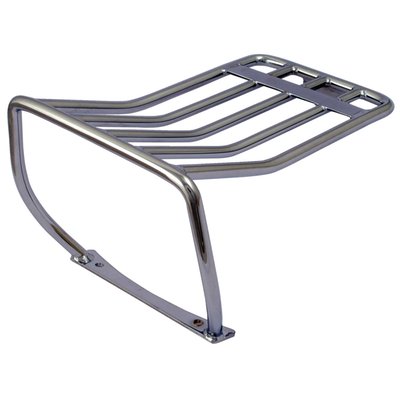 Chrome steel. For FXST Softail models with stock bobbed (duck tail) rear fender. Fits with or without sissy bars and takes a maximum weight of 4.5kg (10 lbs).