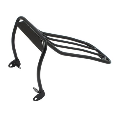Black steel. For FXST Softail models with stock bobbed (duck tail) rear fender. Fits with or without sissy bars and takes a maximum weight of 4.5kg (10 lbs).