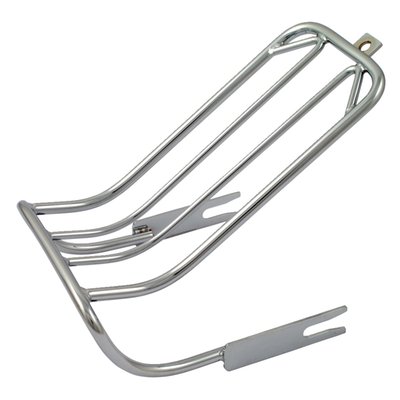 Chrome steel. For FXST Softail models with stock bobbed (duck tail) rear fender. Fits with or without sissy bars and takes a maximum weight of 4.5kg (10 lbs).
Note: Requires 903370 seat bracket kit for 84-96 FXST models.