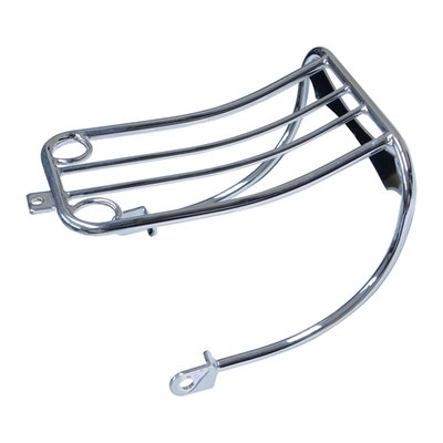 Chrome. Mounts to mounting holes of license plate bracket and seat. Used in combination with stock bobbed fender. Takes a maximum weight of 4.5kg (10lbs).