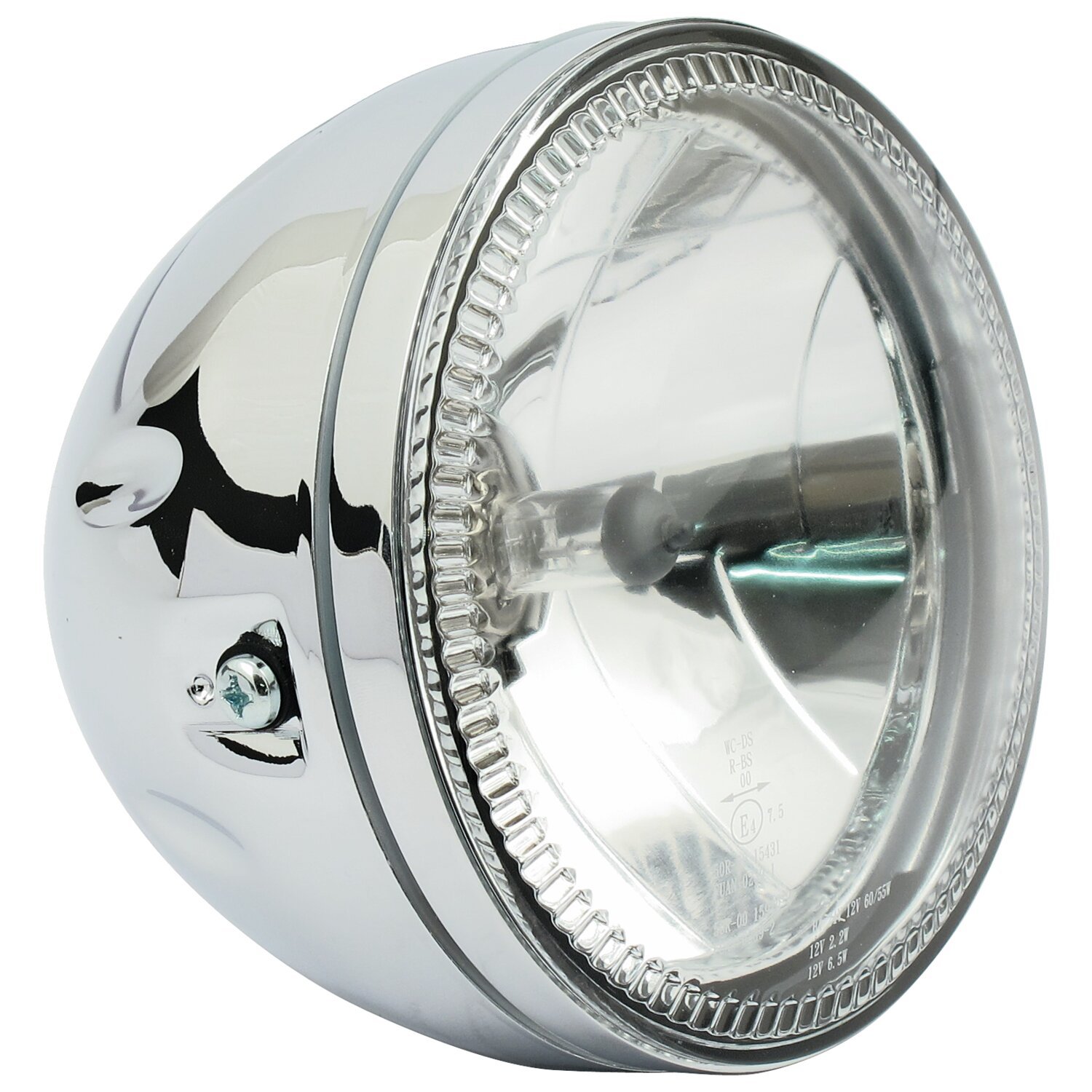 Skyline, 5-3/4" H4 headlamp. side mount, Chrome