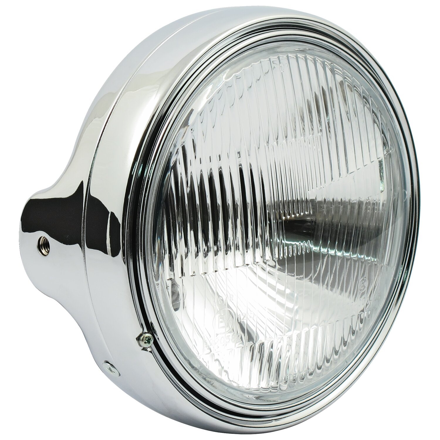 LTD style 7" H4 headlamp. side mount, Chrome