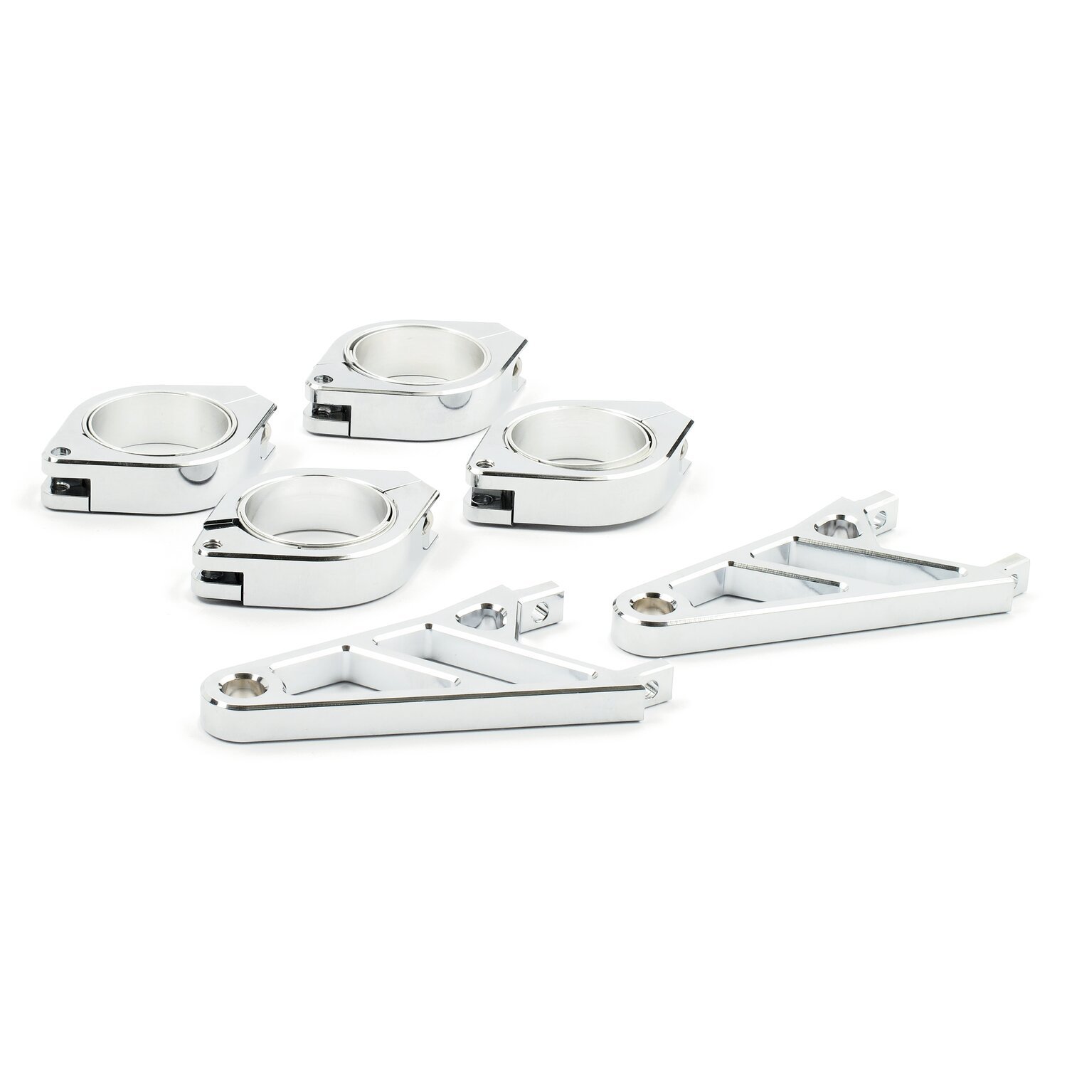 Fingers, adj. headlamp bracket assembly 38-41mm, White, Chrome