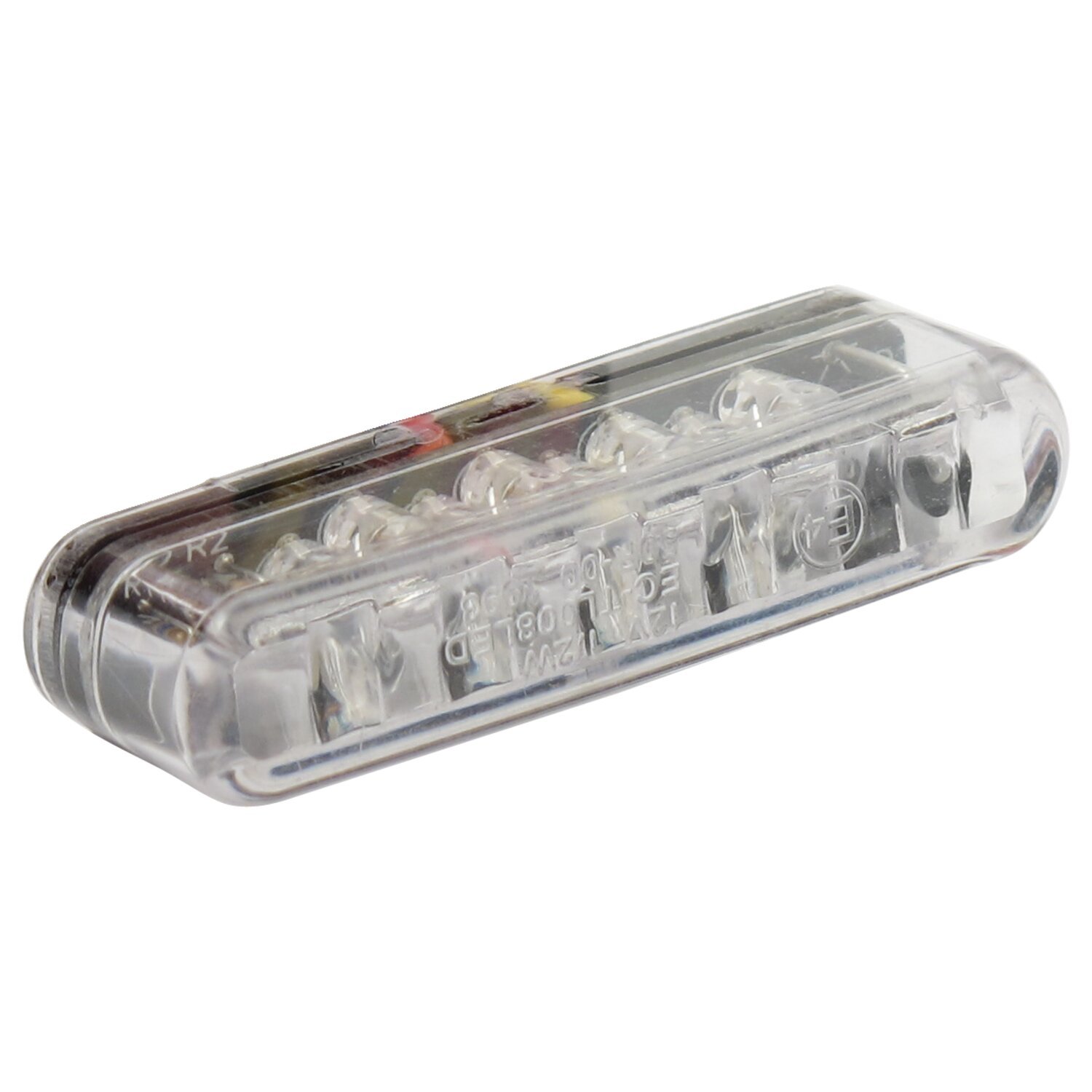 Shorty LED taillight. horizontal use. Clear lens, White