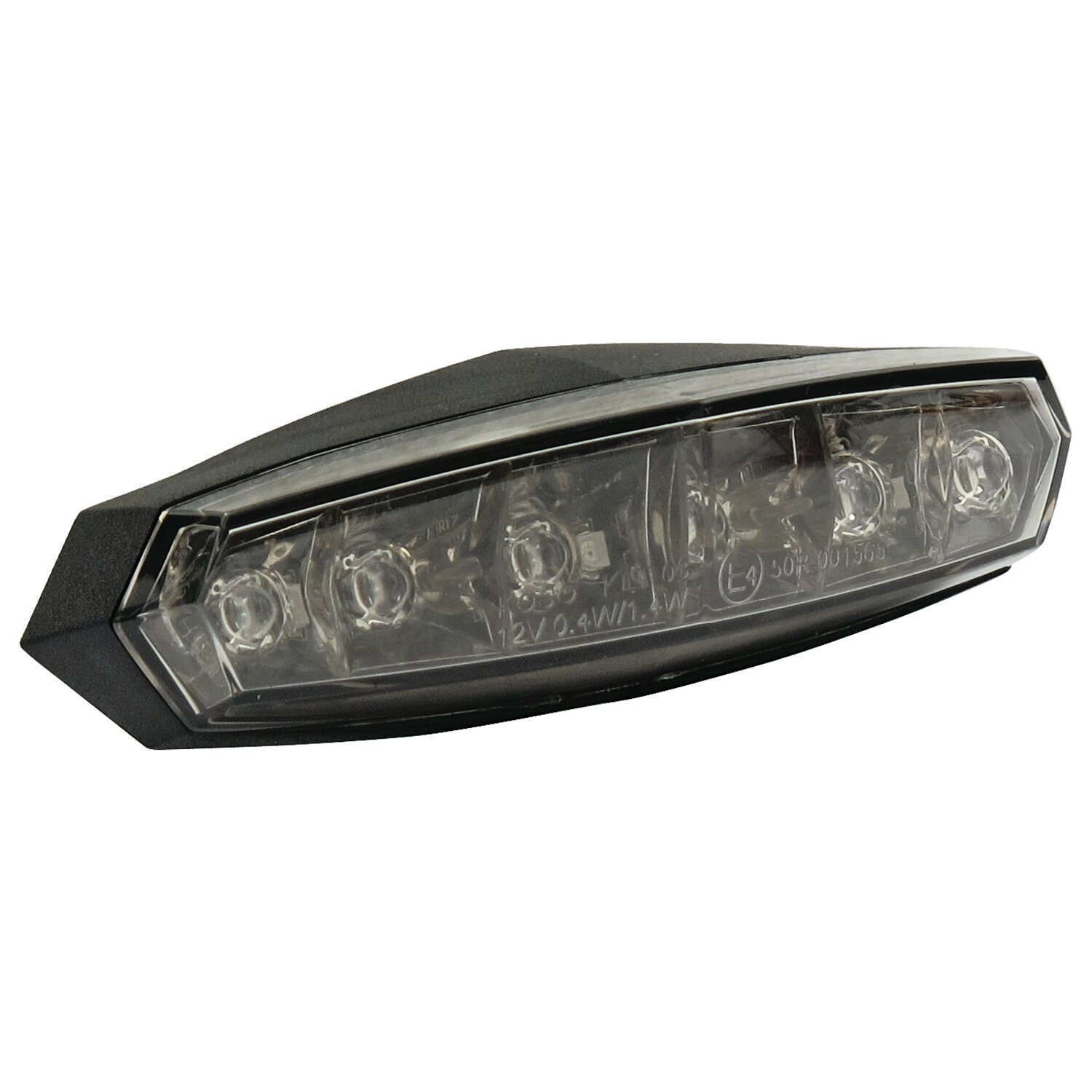 Overdrive mini LED taillight. Smoke lens. Silver insert, Black