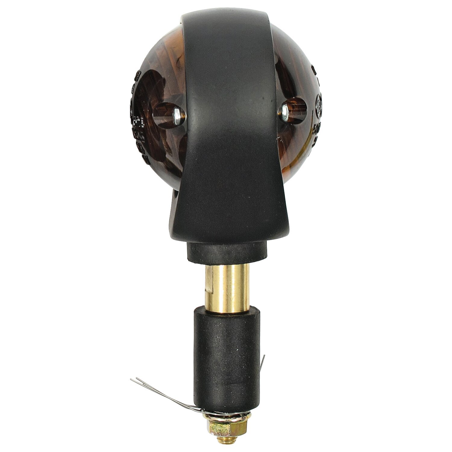 Full size bulls-eye, in-bar turn signals. Black. Smoke lens, Matte