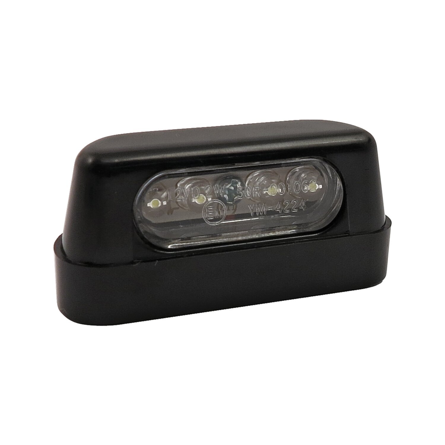 License plate light stockk 4-led, black. ECE appr, storm grey black tracker