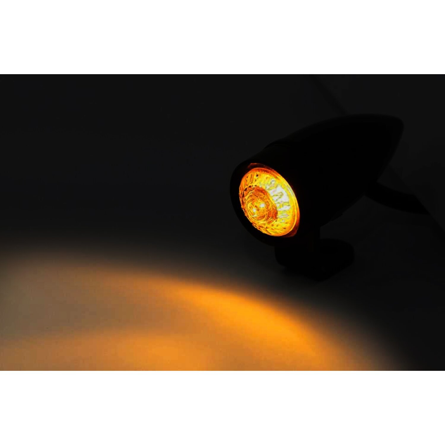 Mono bullet, LED turn signals. Clear lens. Chrome. bracket, Black