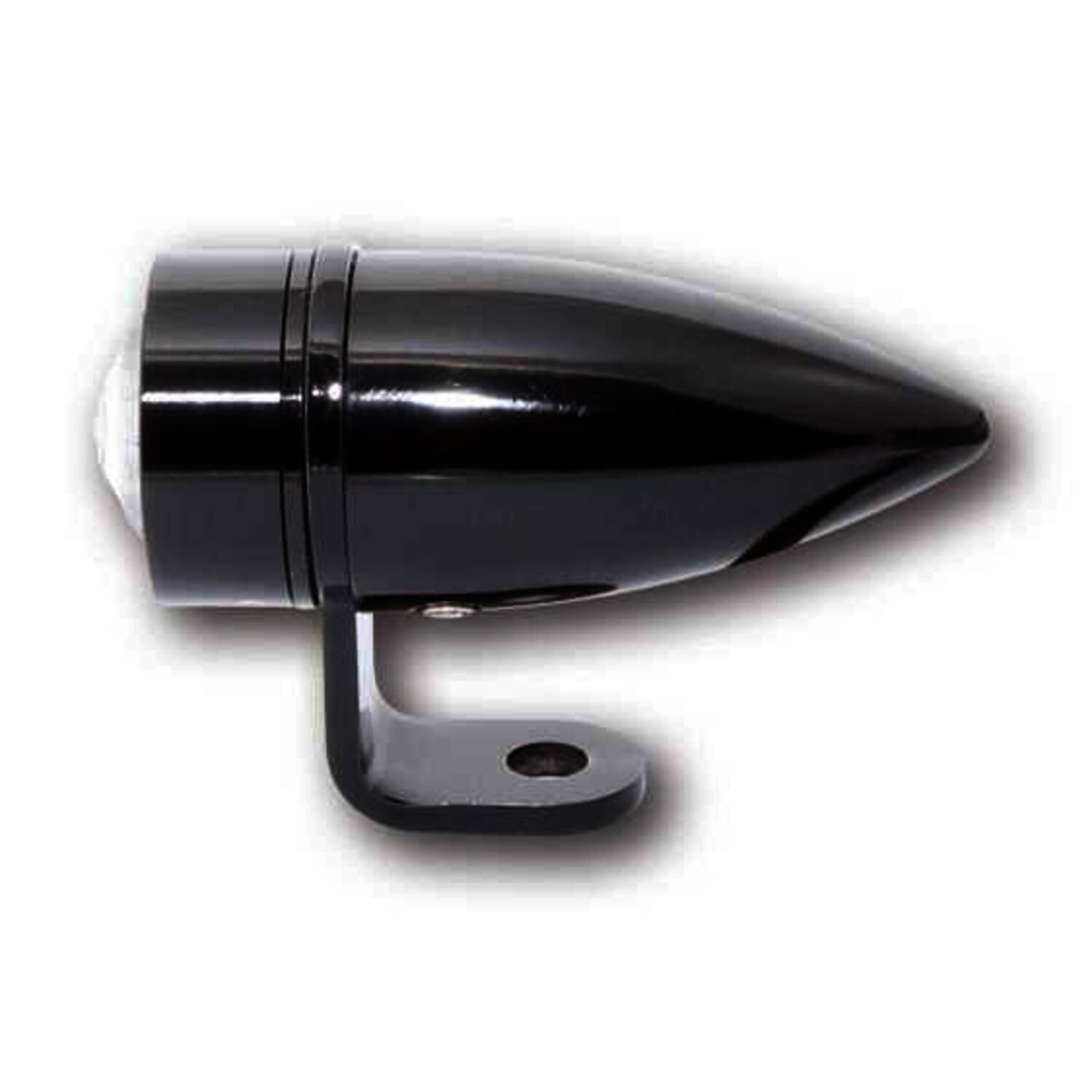 Mono bullet, LED turn signals. Clear lens. Chrome. bracket, Black