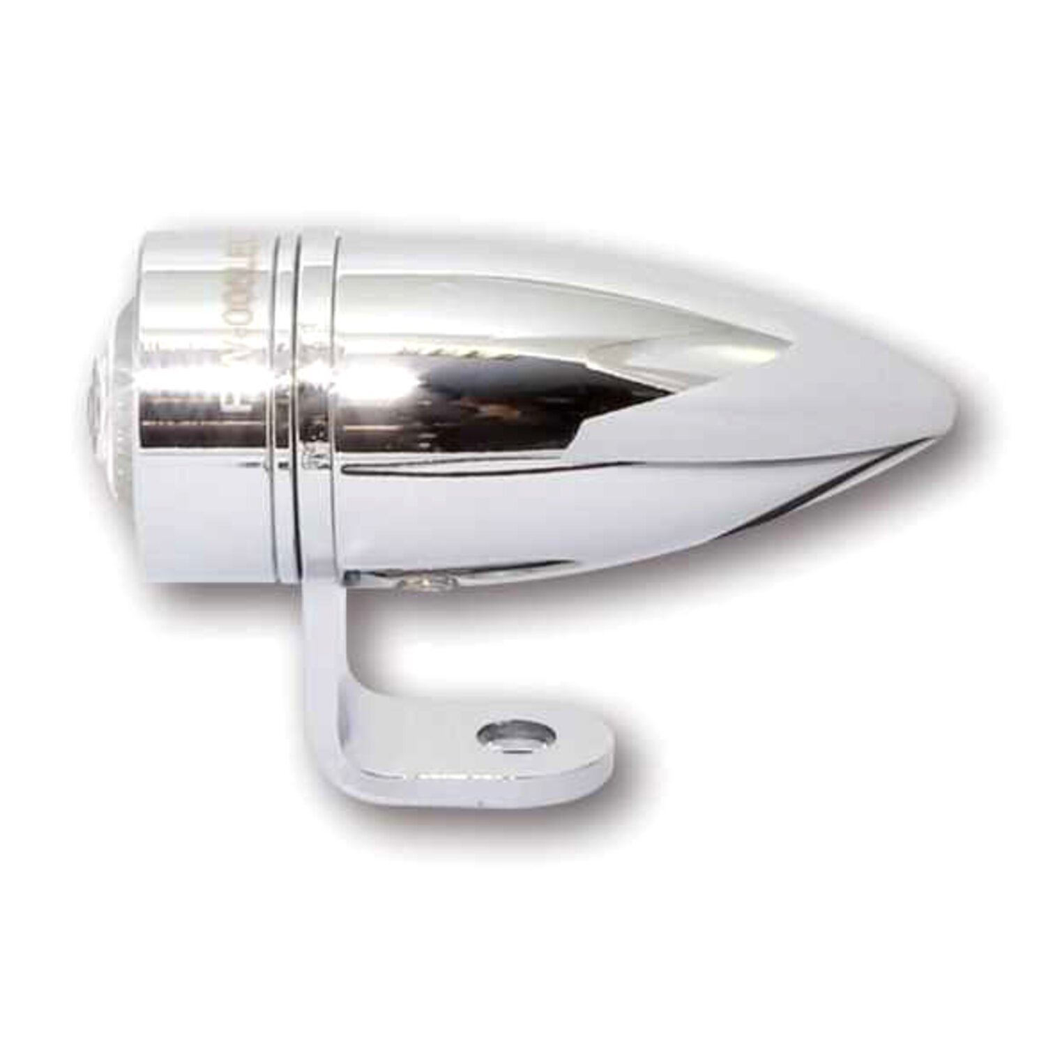 Mono bullet, LED turn signals. Clear lens. Chrome. bracket, White