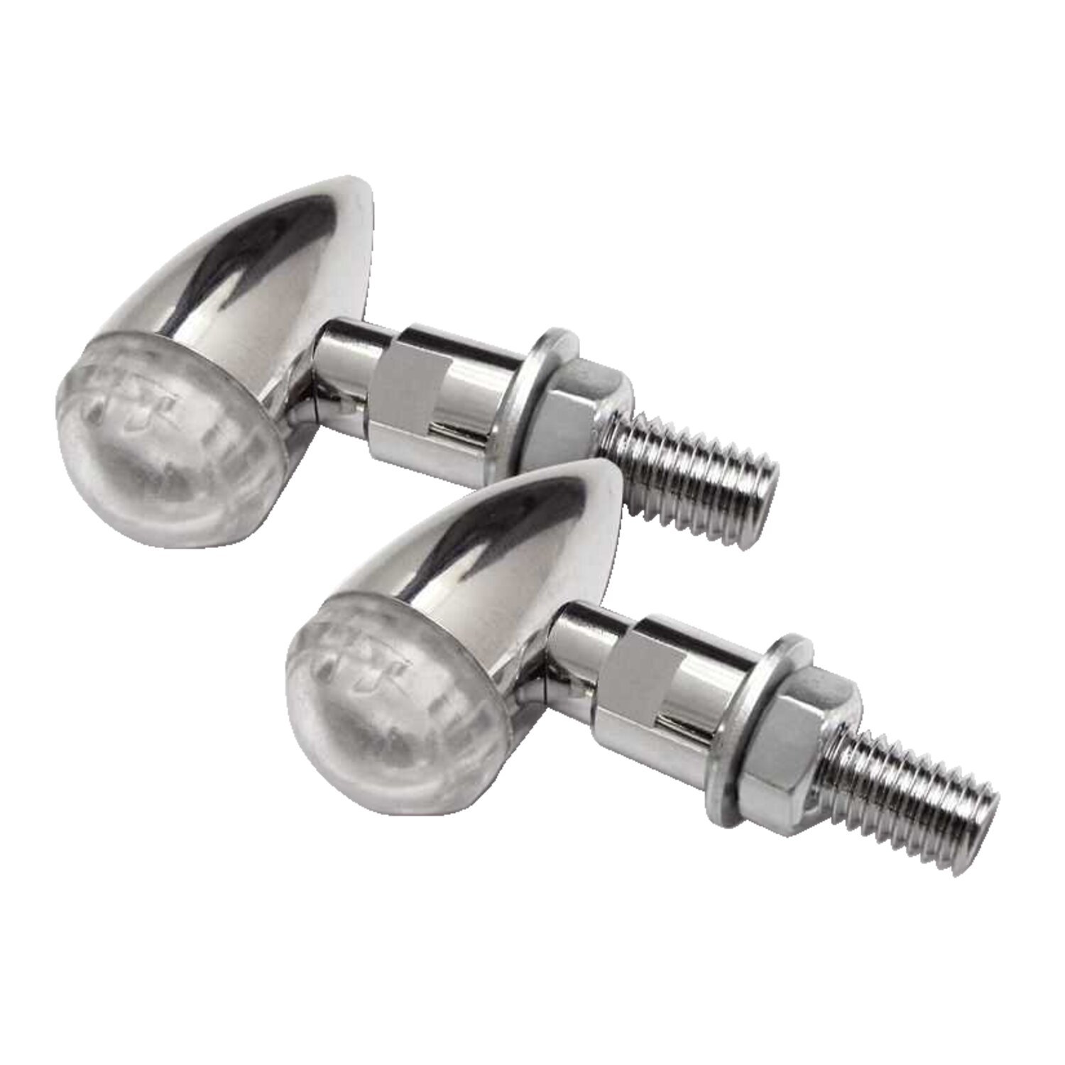 PB2 LED turn signals chrome, clear lens, White