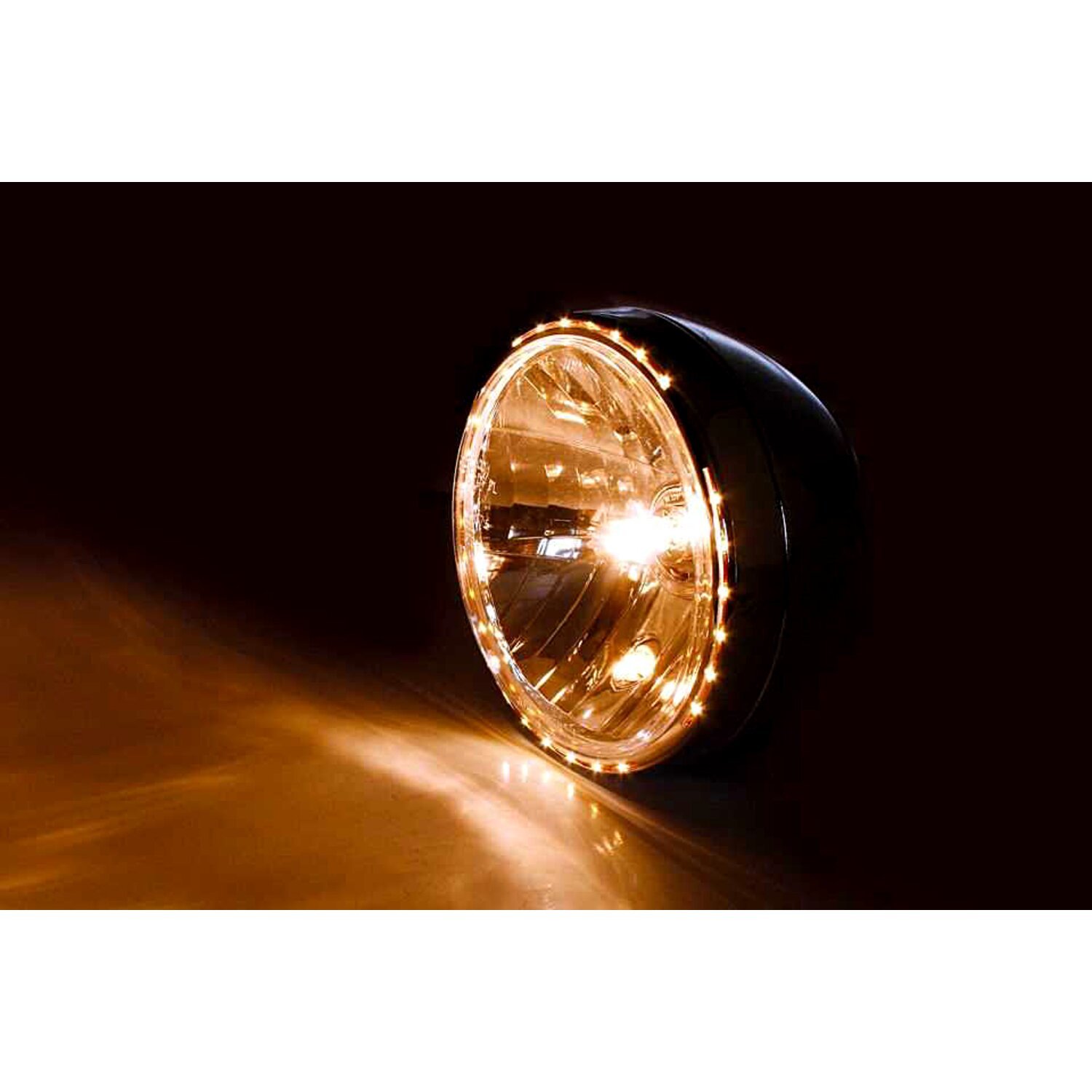 Reno II 7" H4 headlamp. with halo ring, Chrome