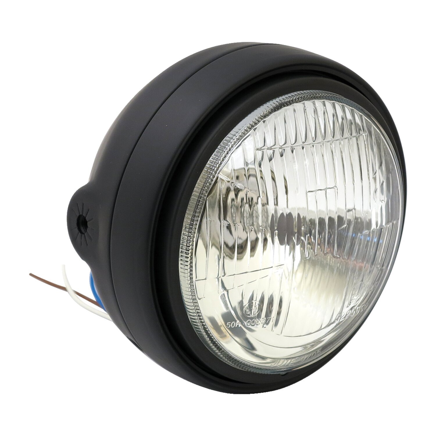 Roadster 5-3/4" H4 headlamp. side mount, Black, Matte