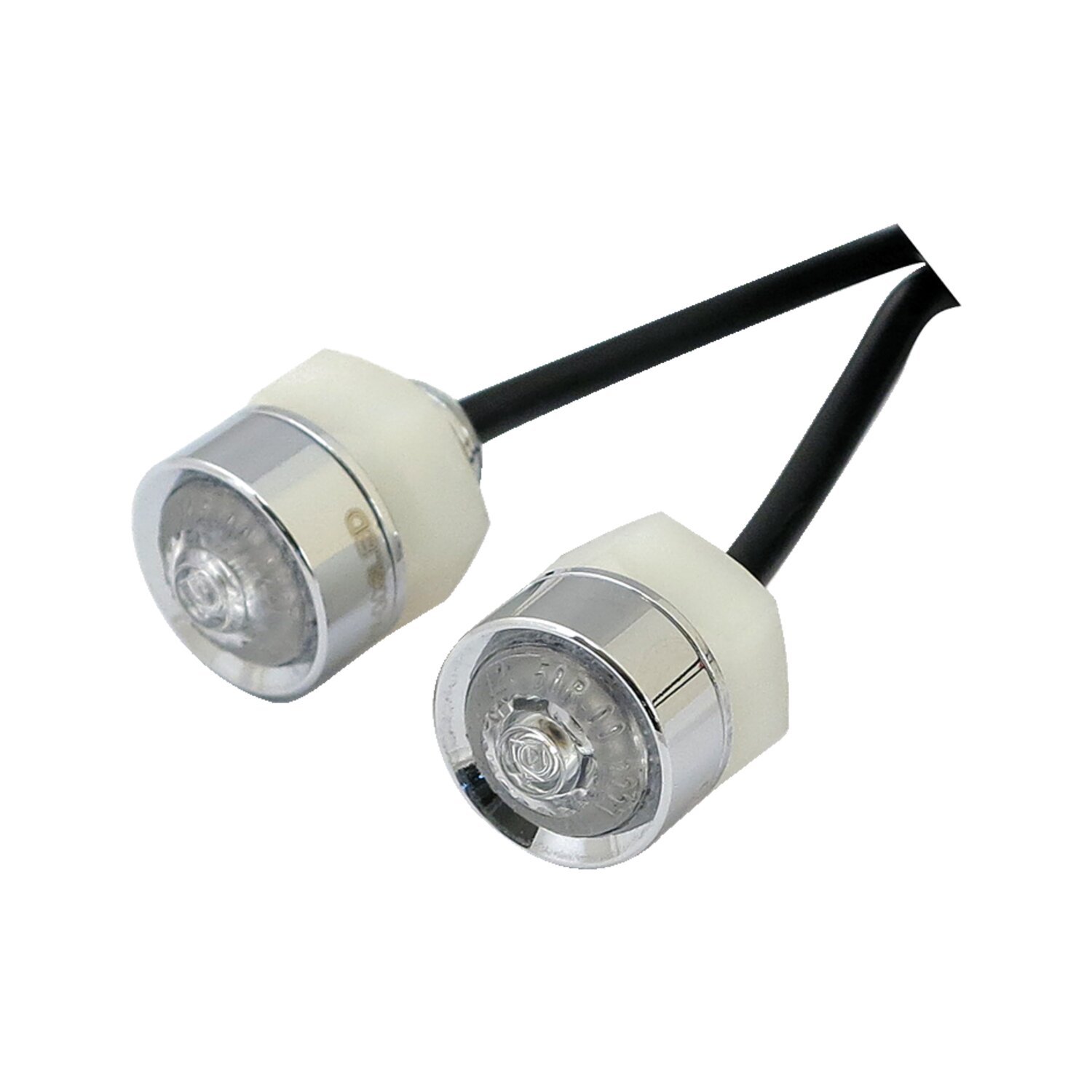 Mono, LED turn signals. Clear lens, White, Chrome