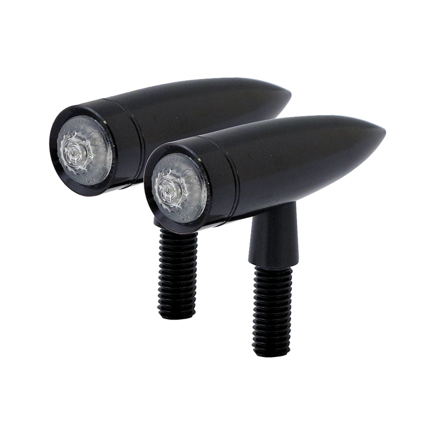 Mono bullet, LED turn signals. Clear lens, Black