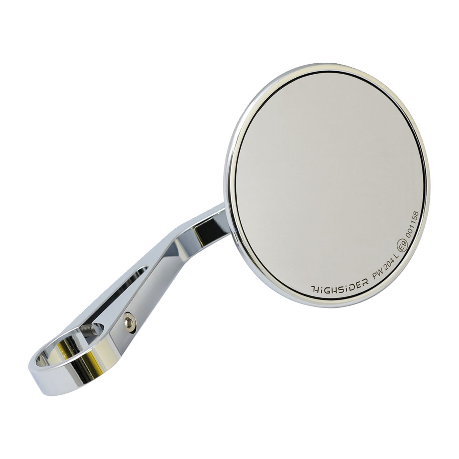 Montana round mirror, clamp-on, l&r, Silver, Chrome
