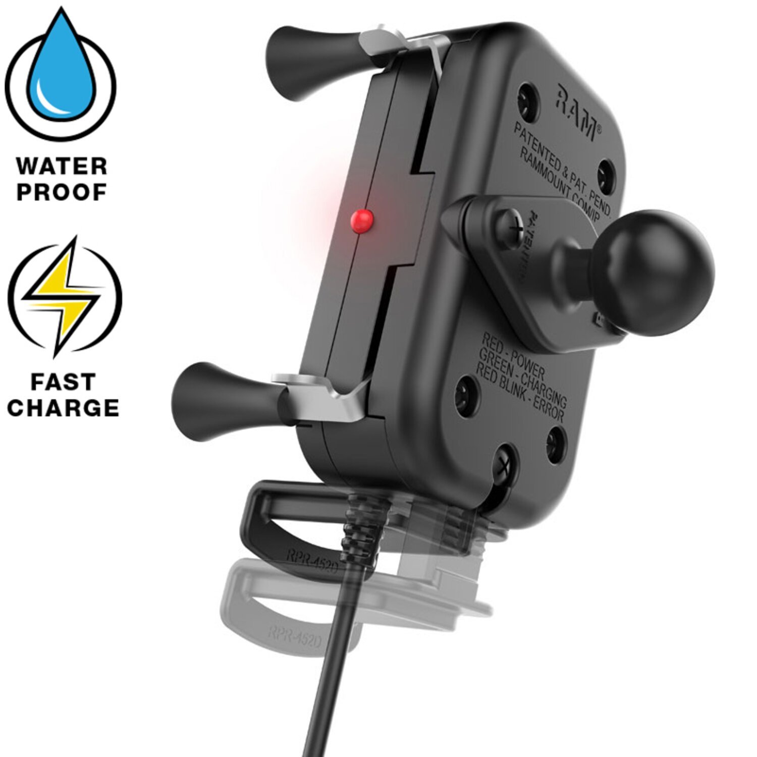 RAM Mounts, Tough-Charge™ X-Grip® wireless charging holder, Black