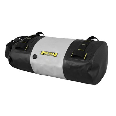 '- 100% waterproof roll bag
- All seams are electronically heat welded
- Made from waterproof and durable PVC Tarpaulin
- Watertight roll closure with quick release buckles
- UV Coated outer material cleans easily and prevents slipping or marking
- Securely mounts using patented RIGG STRAPS® system
- RIGG STRAP® can also be used as a separate tie down system
- Purge valve makes compression easy
- Easily mounts to motorcycle, PWC, and snowmobile
- Main compartment measures: 15" (38cm) long x 8" (20.3cm) wide x 6" (15.2cm) high
- Holds approx. 10 Liter