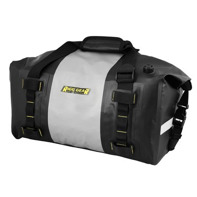 '- 25 liter. 17" long x 9" wide x 10" high
- 100% waterproof duffle bag
- All seams are electronically heat welded
- Made from waterproof and durable PVC Tarpaulin
- Watertight roll closure with quick release buckles
- UV Coated outer material cleans easily and prevents slipping or marking
- Securely mounts using patented RIGG STRAP® system
- RIGG STRAP® can also be used as a separate tie down system
- Removable internal panels help bag hold its shape
- Can be mounted across or along seat or tail section
- Purge valve makes for compression easy
- Dual-purpose carry handles can be used as compression straps
- Reflective accents for enhanced visibility
- Easily mounts to motorcycle, ATV/UTV, PWC, and snowmobile