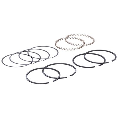 Used with late style 1950-1973 type pistons with 1/16" gray iron parkerized compression rings and the 3-piece flex-vent style chrome oil rings. Also fits 52-56 K, KH, KHK 55" (900cc) Flathead models. 
Std Bore: 2.745" (69.723mm). 
1st ring: 1.6mm. 
2nd ring: 1.6mm. 
oil ring: 4.75mm.

Note: OEM 1929-1949 pistons are equipped with 3/32" (2.3mm) 1st. & 2nd rings and 1/8" (3.2mm) oil ring, for these Hastings rings see 1950-1973 Flathead model years. These rings will not fit the 1929-1949 early type pistons. 
Tech tip: Piston grooves vs piston rings. 
It's not difficult to determine if a Hastings piston ring set will fit a certain piston. You should measure the height of the piston groove in the piston itself. The 2 top grooves will be for compression rings, the lower groove will be for the oil ring. In most cases Hastings oil rings are of the low tension 3-piece flex vent type. Ring heights are listed for reference. 
Tech tip: Piston oversizes. 
For each oversize cylinder diameter will increase with .010" (0.254mm). The standard bore of the cylinder is listed for reference. 
(Tech tip information provided by Hastings Manufacturing Company, Inc.)
