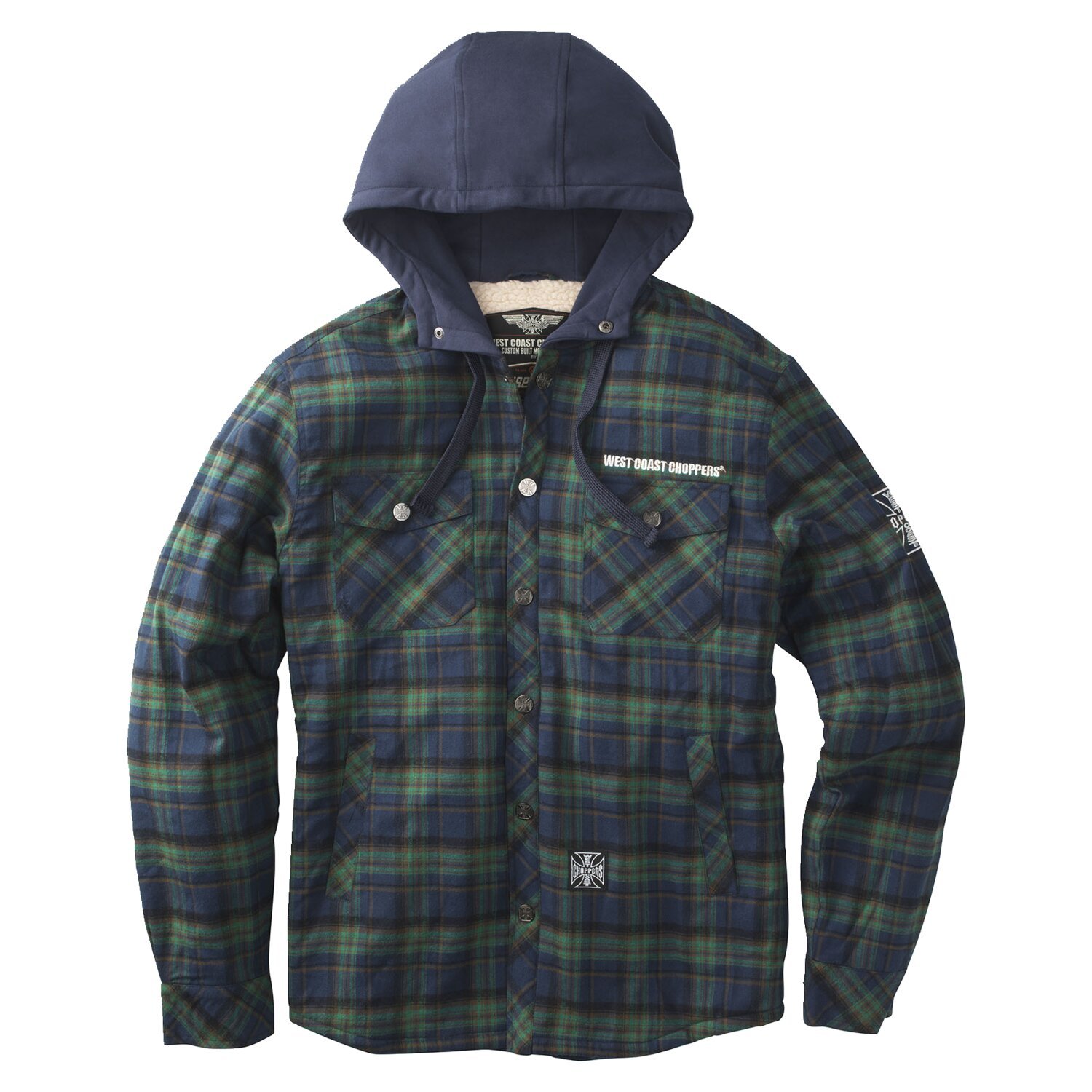 WCC Sherpa lined flannel jacket blue/green, S