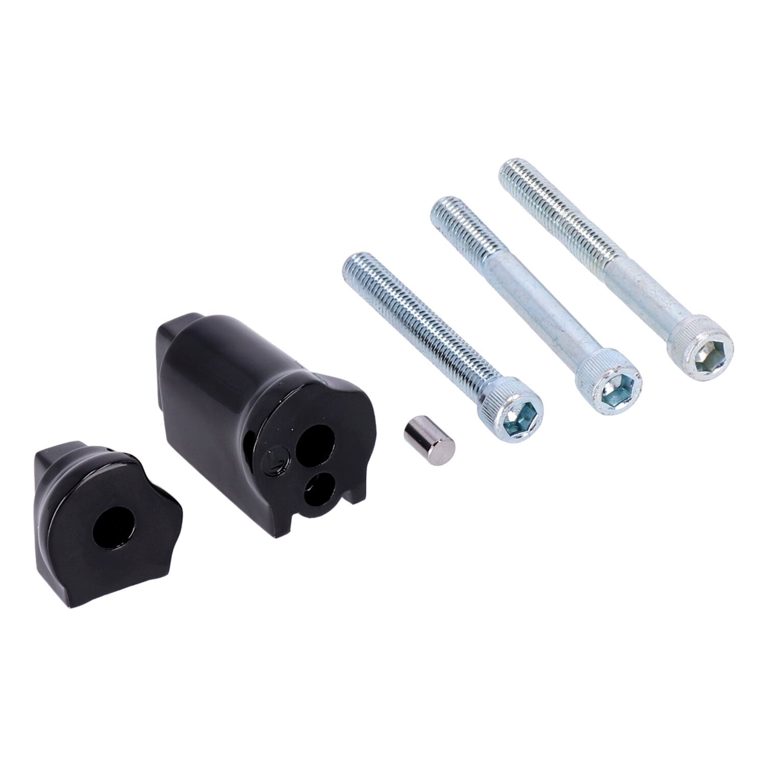 Support bracket set, passenger floorboard mounts, Black, Chrome