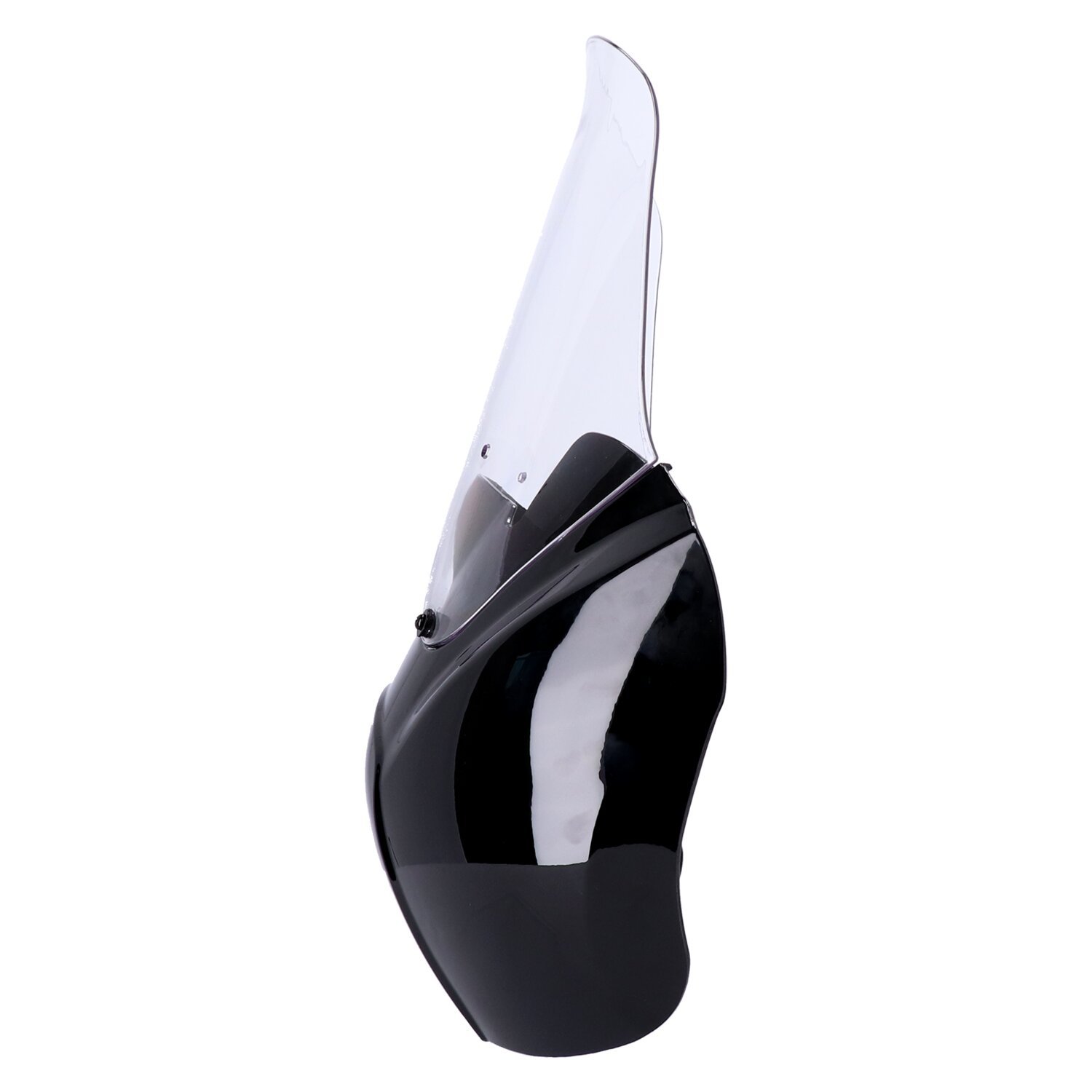 Headlamp fairing. Gloss black. Clear windshield