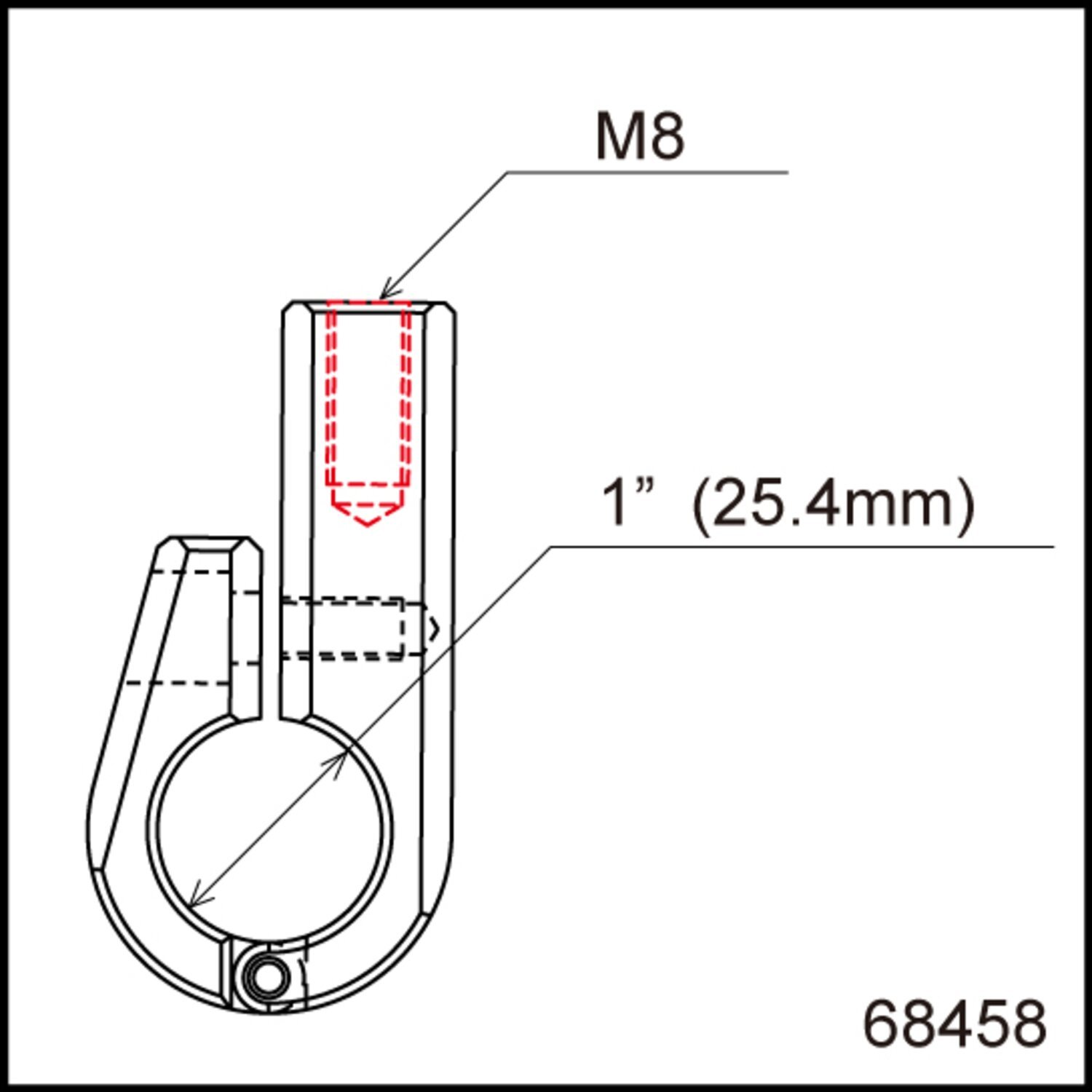 Daytona, universal bracket. Top mount. 1" ID, M8 thread, Silver, Chrome