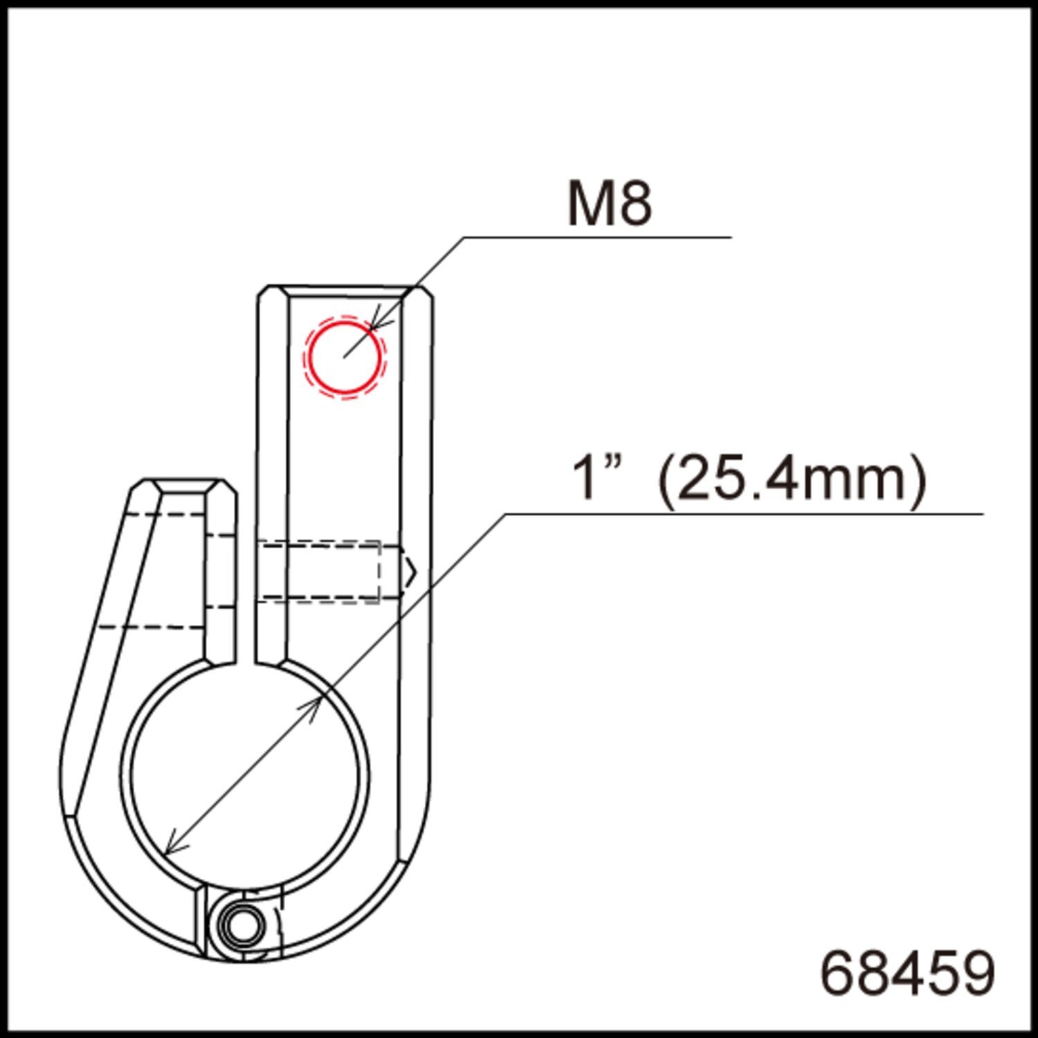 Daytona, universal bracket. Side-mount. 1" ID. M8 thread, Silver, Chrome