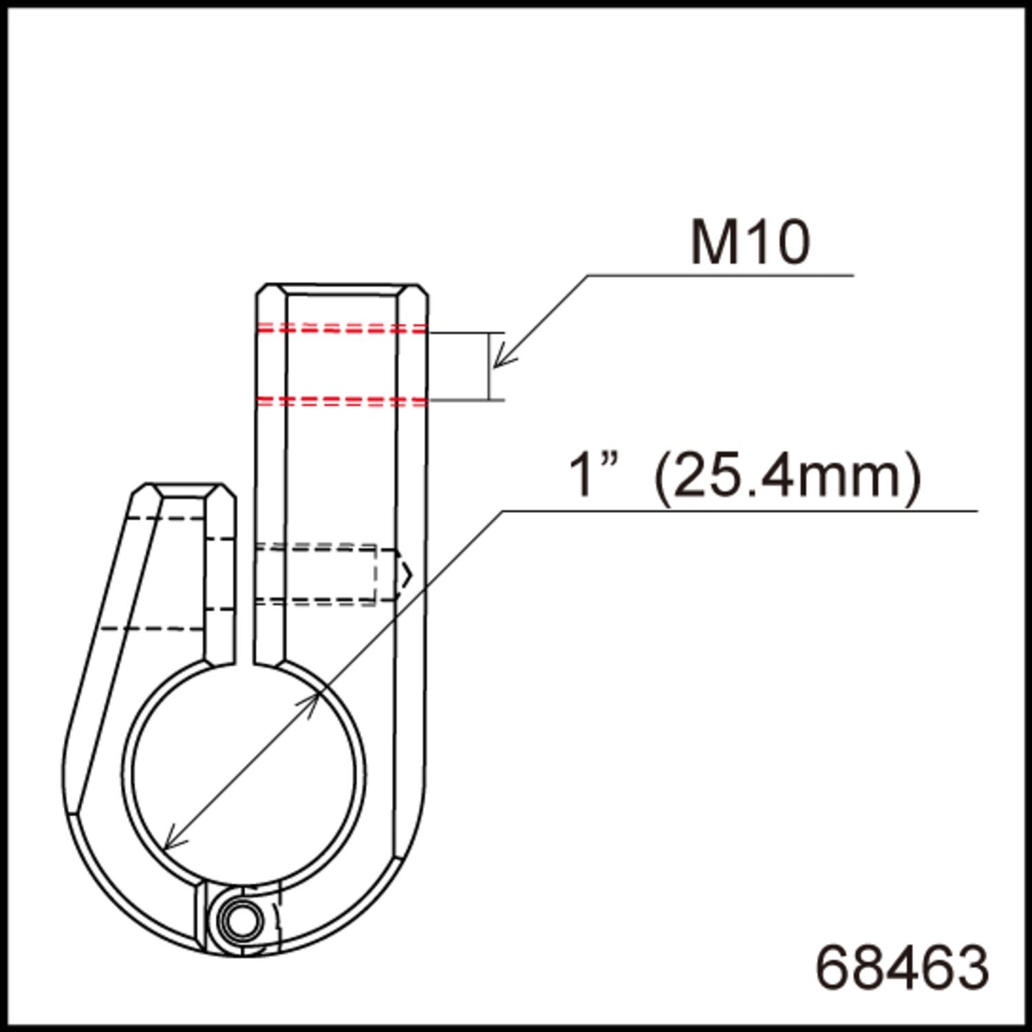 Daytona, universal bracket. Front-mount. 1" ID. M10 thread, Chrome