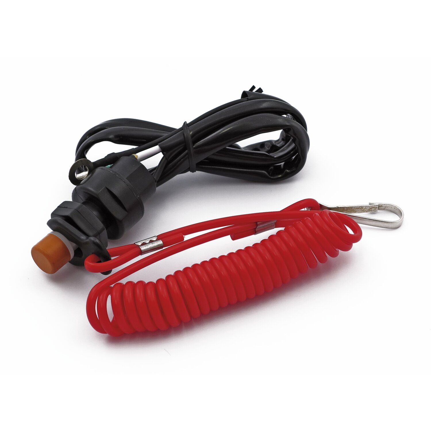 Emergency ignition kill switch, clip-on lanyard with wiring