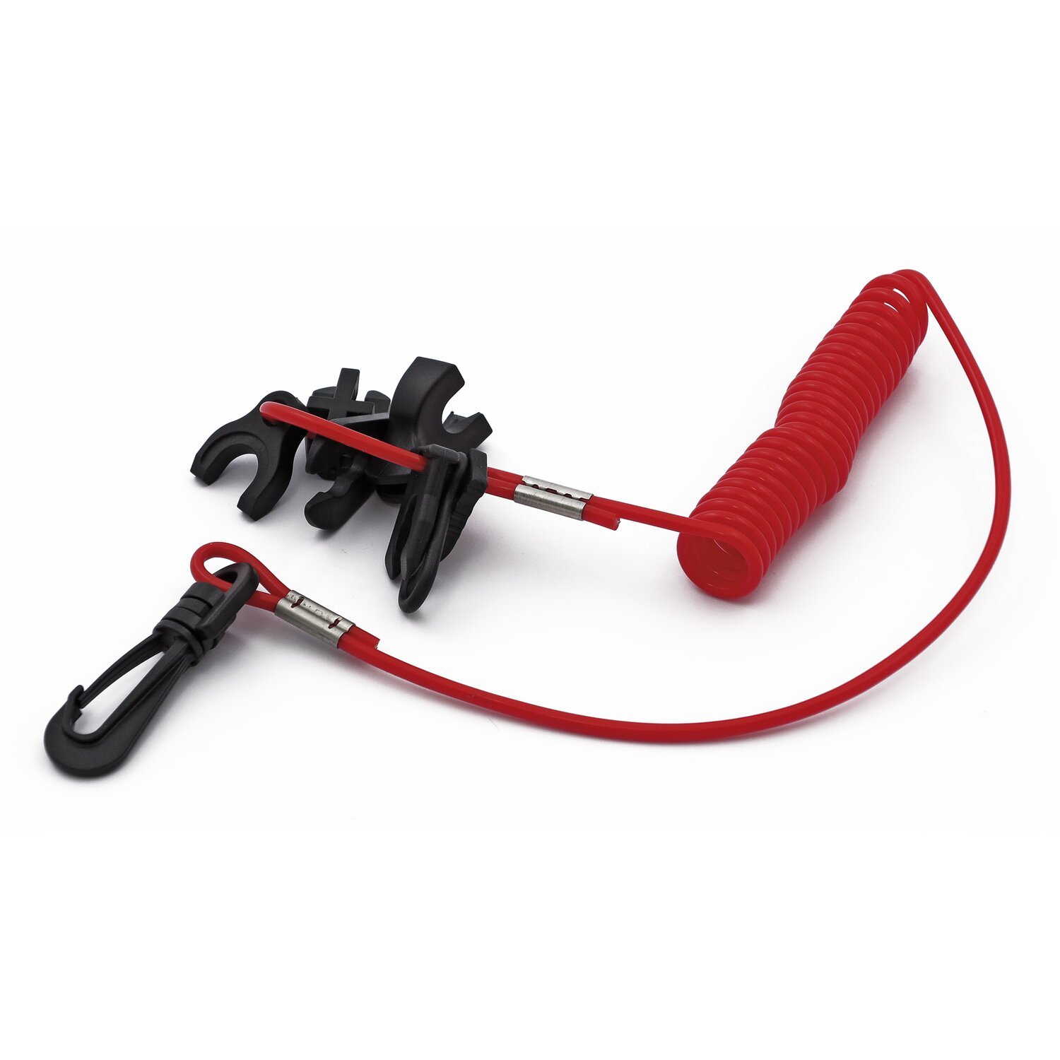 Clip-on lanyard cord, for emergency ignition kill switch