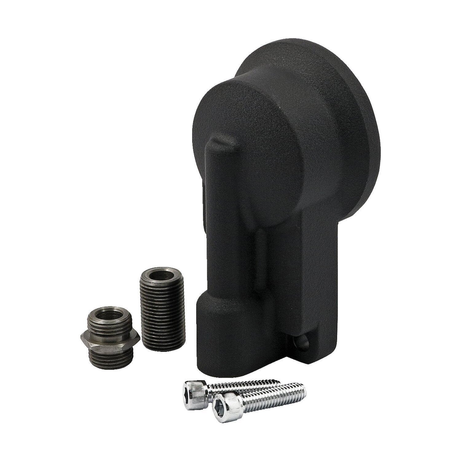 Oil filter mount bracket kit, Black, Wrinkle