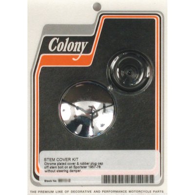 Includes rubber plug & chrome cover only. 
Fits XL Sportster models as stock replacement. Does not fit models with steering damper. Comes complete as shown.