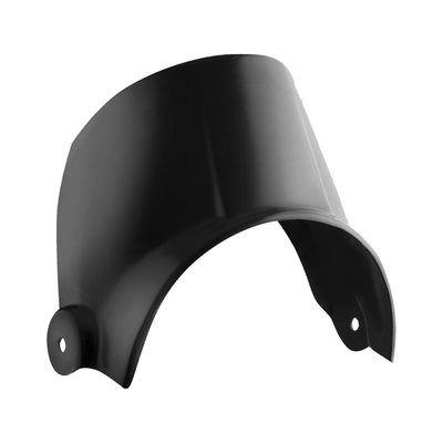 Used to relocate the speedometer from stock 'above the risers' position, forward to above the headlamp. The cover makes for a fluid transition between headlamp and the speedometer. The mount is made of black electrostatic painted steel and the cover of black unpainted ABS plastic. Offers a bolt-on installation and comes complete with installation hardware and instructions.