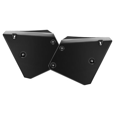 These front side, racing, number plates are designed to replace the stock side panels, below the front of the gas tank. Made of unpainted black ABS plastic. Offers bolt-on installation ease, modifications are not required. Comes complete with installation hardware, instructions and how-to installation images.