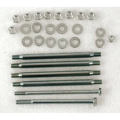 Mounts crankcase halves together. Kits come complete with washers, studs and nuts where applicable. Chome plated.