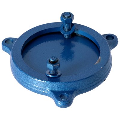 Optional for use with 951168 forged steel workbench vise. Offers 360° rotation adjustability to the vise. Takes upto M12 diameter bolts to install to the work bench. M12 bolts are also used to bolt the the vice to the rotating plate. 
- Build series: 520/525
- Color: Blue 
- Screw Thread: M12 
- Bolt Distance: 110mm 
- Diameter of Bolt Circle: 180mm 
- Weight: 2.43kg
