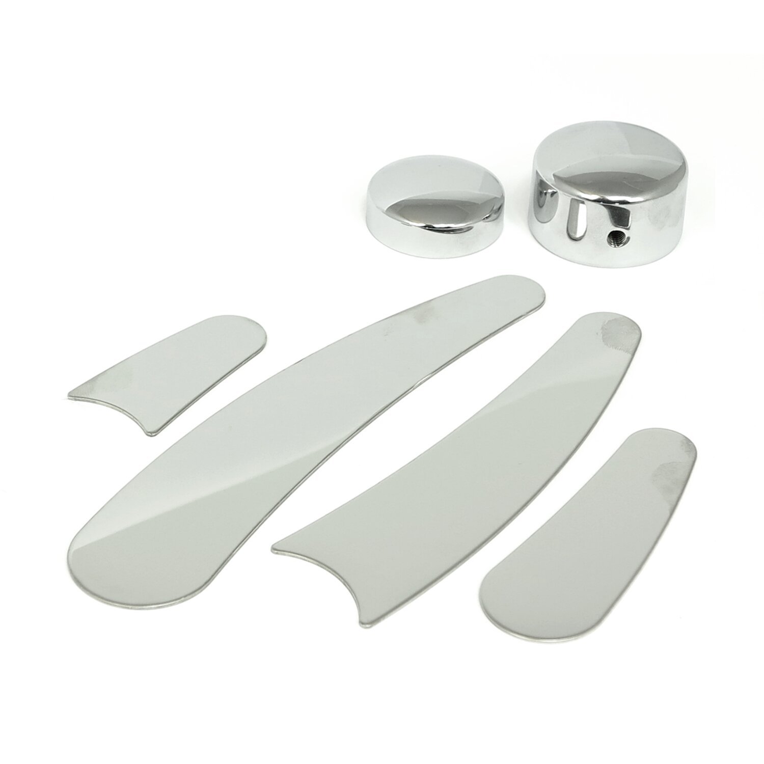Frame inserts rear & swingarm pivot bolt covers, Silver, Chrome
