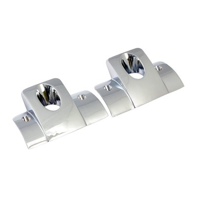 Chrome plated aluminum construction. Slip-fit installation around the spark plug. These head bolt covers are designed to bridge the large and empty gap between the cooling fins on the right side of the engine. Perfect to dress-up that 'forgotten' space around the spark plug. 
OEM replacement reference 44432-04 (OEM is chrome)