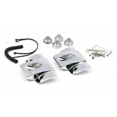 Chrome plated aluminum construction. Slip-fit installation around the spark plug. These head bolt covers are designed to bridge the large and empty gap between the cooling fins on the right side of the engine. Perfect to dress-up that 'forgotten' space around the spark plug. 
OEM replacement reference 43858-00