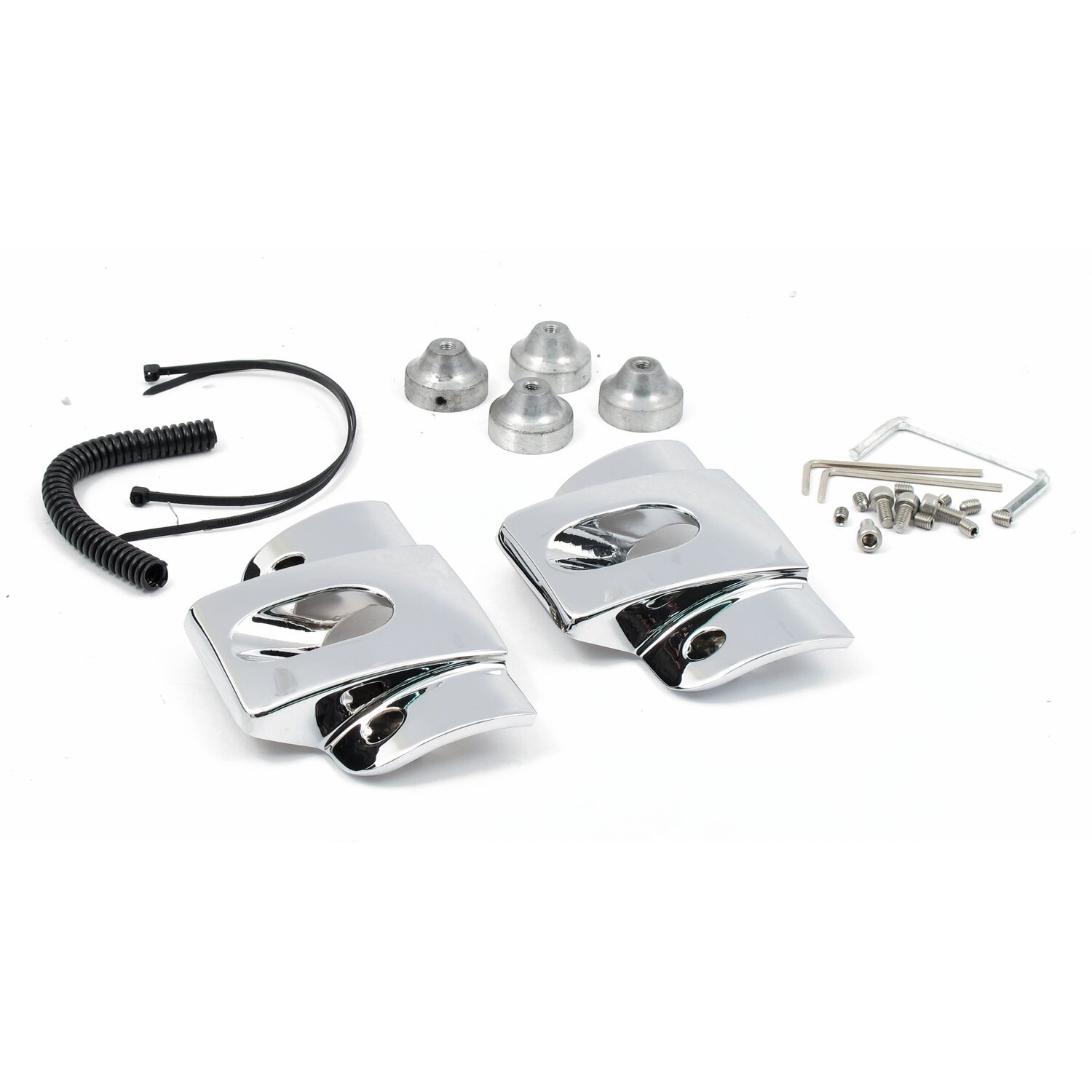 Head bolt bridge cover set. Smooth, Silver, Chrome