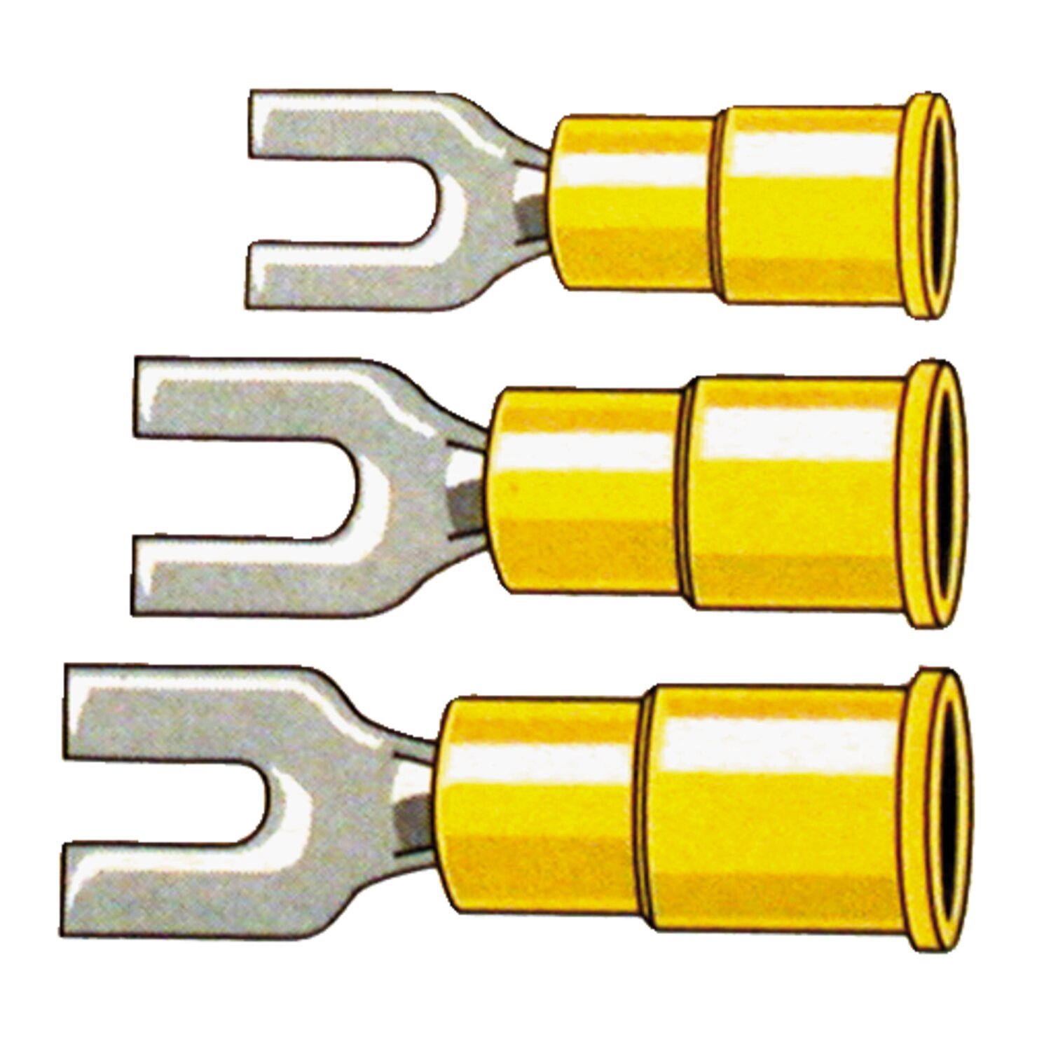 Connectors, spade terminal PVC, crimp. Yellow 3.5mm
