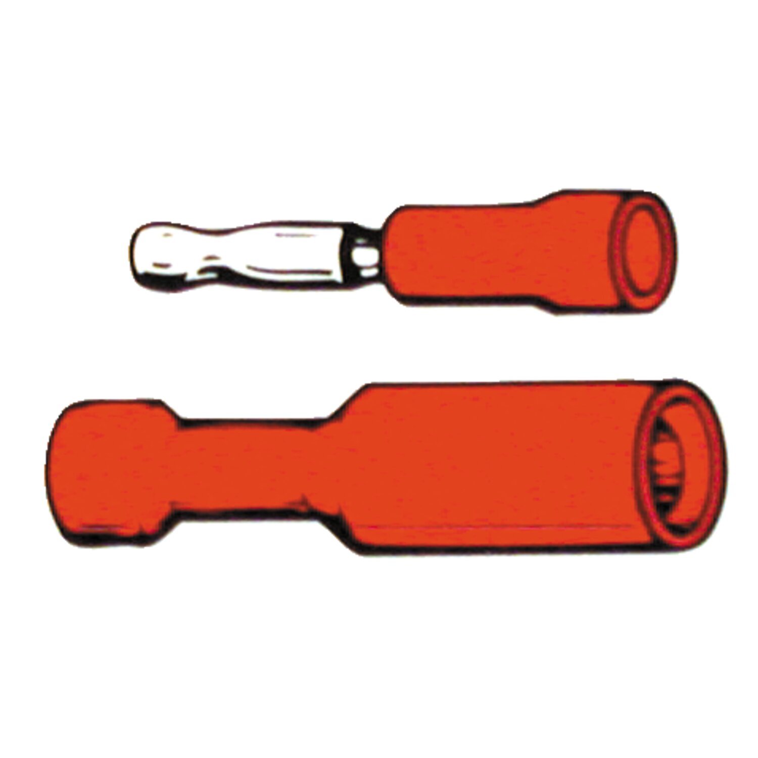 Connectors, bullet PVC, crimp. Red male 1.56"