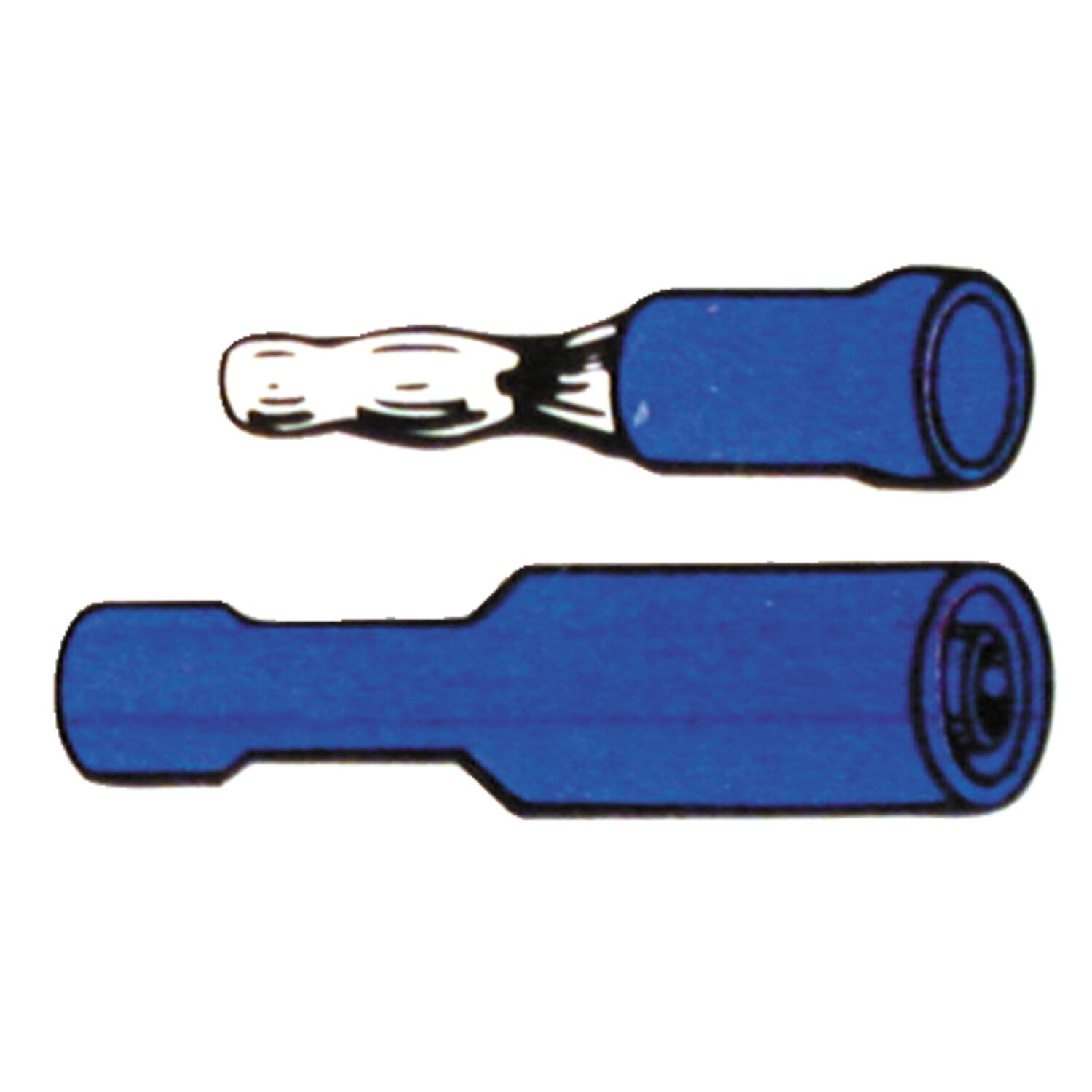 Connectors, bullet PVC, crimp. Blue male 1.56"