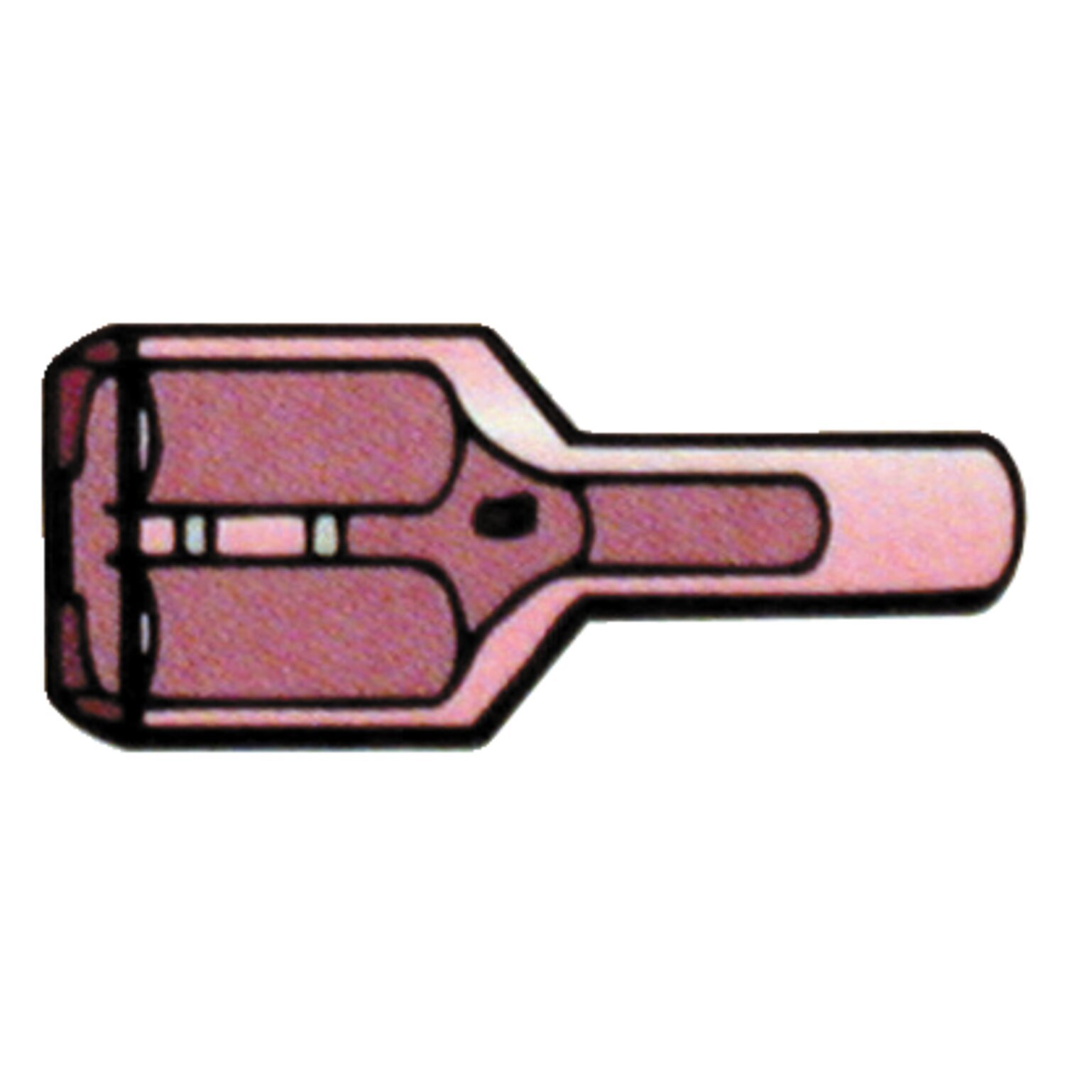 Connectors, slide-on terminal Nylon, crimp. Red 1/4" female