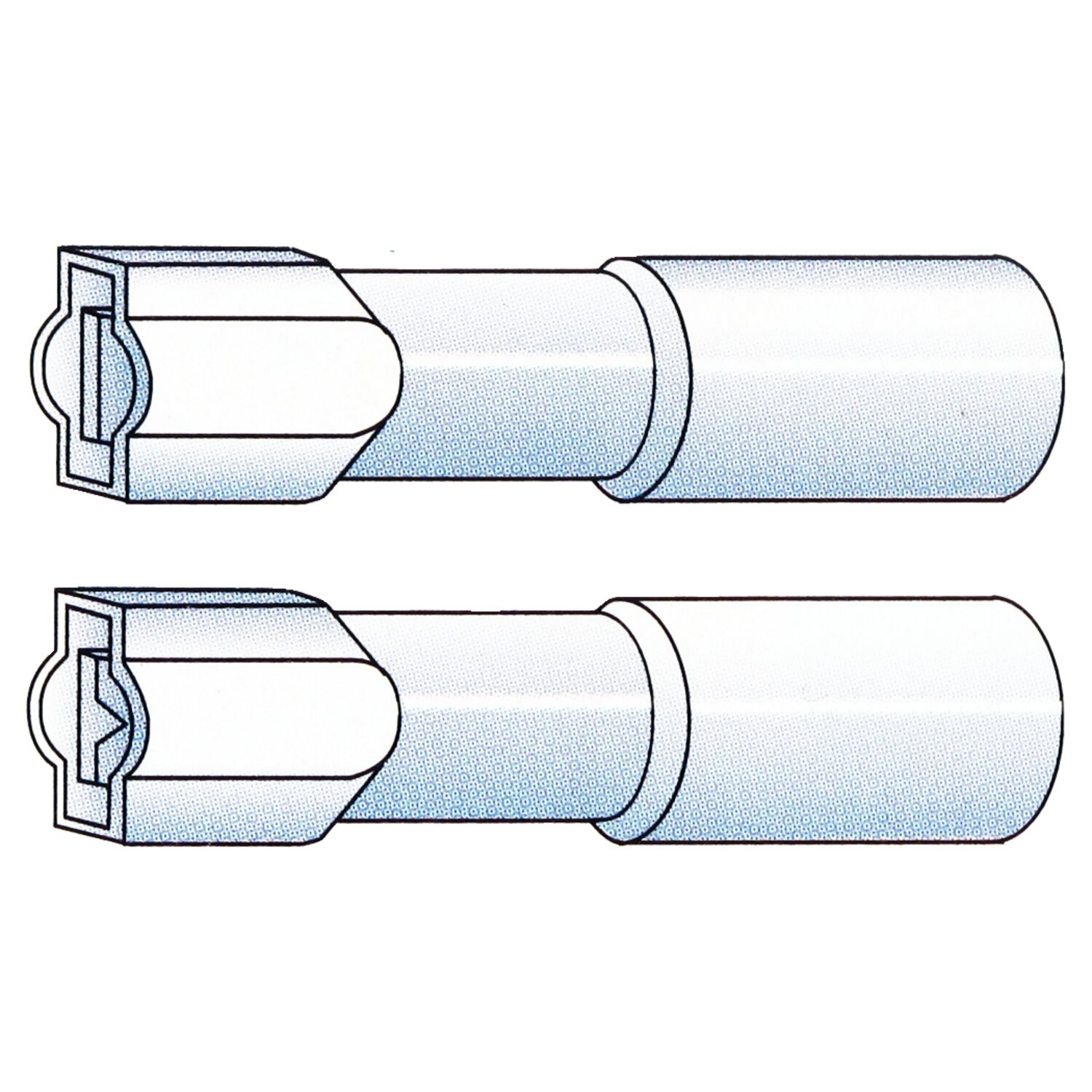 Connectors, Slide-On terminal, crimp/shrink. Blue, 1/4"