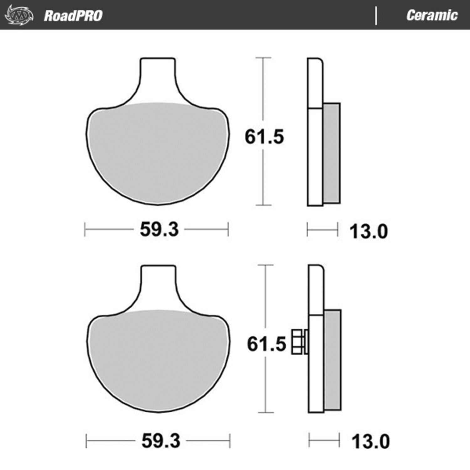 Moto-Master RoadPro front brake pads. Ceramic