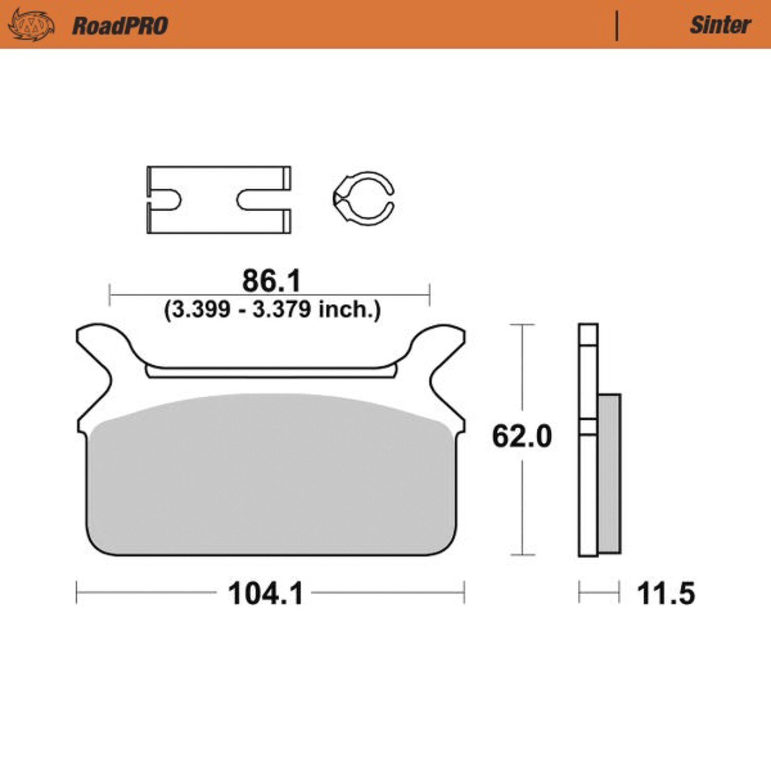 Moto-Master RoadPro rear brake pads. Sintered