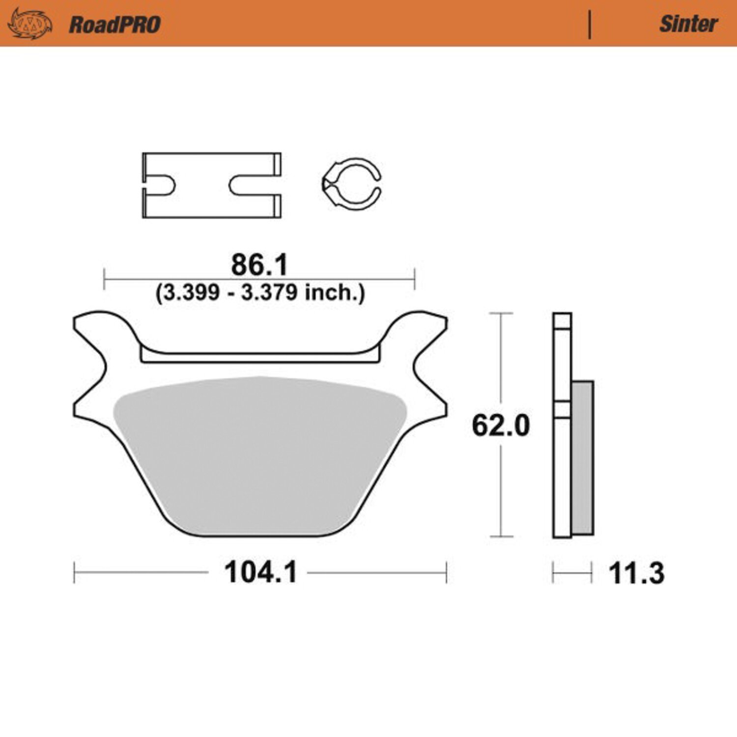Moto-Master RoadPro rear brake pads. Sintered